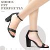 imageAnkis Heels for Women Open Toe Ankle Strap Chunky Heel Sandals 275 InchBlack Pu