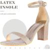 imageAnkis Heels for Women Open Toe Ankle Strap Chunky Heel Sandals 275 InchGoldGlitter