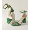 imageAnkis Heels for Women Open Toe Ankle Strap Chunky Heel Sandals 275 InchGreen