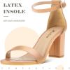 imageAnkis Heels for Women Open Toe Ankle Strap Chunky Heel Sandals 275 InchNude Pu