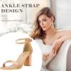 imageAnkis Heels for Women Open Toe Ankle Strap Chunky Heel Sandals 275 InchNude Pu