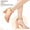 imageAnkis Heels for Women Open Toe Ankle Strap Chunky Heel Sandals 275 InchNude Pu