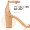 imageAnkis Heels for Women Open Toe Ankle Strap Chunky Heel Sandals 275 InchNude Pu