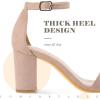 imageAnkis Heels for Women Open Toe Ankle Strap Chunky Heel Sandals 275 InchNude Suede