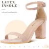 imageAnkis Heels for Women Open Toe Ankle Strap Chunky Heel Sandals 275 InchNude Suede