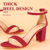 imageAnkis Heels for Women Open Toe Ankle Strap Chunky Heel Sandals 275 InchRed Suede