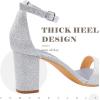 imageAnkis Heels for Women Open Toe Ankle Strap Chunky Heel Sandals 275 InchSilver Glitter
