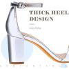 imageAnkis Heels for Women Open Toe Ankle Strap Chunky Heel Sandals 275 InchSilver Pu