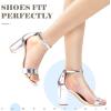 imageAnkis Heels for Women Open Toe Ankle Strap Chunky Heel Sandals 275 InchSilver Pu