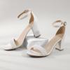 imageAnkis Heels for Women Open Toe Ankle Strap Chunky Heel Sandals 275 InchWhite Pearl