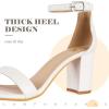 imageAnkis Heels for Women Open Toe Ankle Strap Chunky Heel Sandals 275 InchWhite Pu