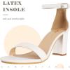 imageAnkis Heels for Women Open Toe Ankle Strap Chunky Heel Sandals 275 InchWhite Pu
