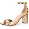 imageAnkis Heels for Women Open Toe Ankle Strap Chunky Heel Sandals 275 InchGold Pu