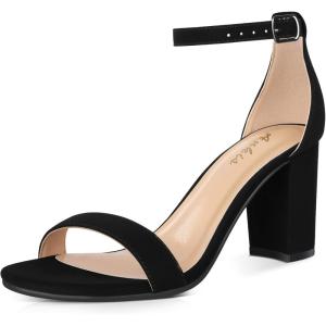 imageAnkis Heels for Women Open Toe Ankle Strap Chunky Heel Sandals 275 InchBlack Nubuck