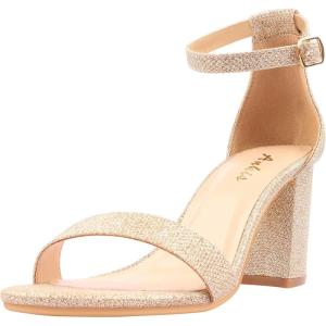 imageAnkis Heels for Women Open Toe Ankle Strap Chunky Heel Sandals 275 InchGold