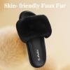 imageAnkis Black Fur SlidesCute Chic Versatile Pretty Soft Platform Slides Open Toe Nonslip Womens House Fluffy Slippers Fuzzy Slippers for Women Indoor Outdoor All Seasons