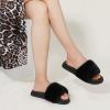 imageAnkis Black Fur SlidesCute Chic Versatile Pretty Soft Platform Slides Open Toe Nonslip Womens House Fluffy Slippers Fuzzy Slippers for Women Indoor Outdoor All Seasons