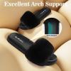 imageAnkis Black Fur SlidesCute Chic Versatile Pretty Soft Platform Slides Open Toe Nonslip Womens House Fluffy Slippers Fuzzy Slippers for Women Indoor Outdoor All Seasons