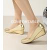 imageAnkis Black Nude Silver Gold Wedges for Women Low Heel Womens Wedge Comfortable Closed Toe Women Pumps Dress Shoes 2InchGold
