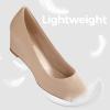 imageAnkis Black Nude Silver Gold Wedges for Women Low Heel Womens Wedge Comfortable Closed Toe Women Pumps Dress Shoes 2InchNude Suede