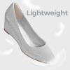 imageAnkis Black Nude Silver Gold Wedges for Women Low Heel Womens Wedge Comfortable Closed Toe Women Pumps Dress Shoes 2InchSilver Glitter