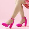 imageAnkis Black Platform Closed Toe Heels for Women Womens Heels Closed Round Toe Chunky Block Pumps Shoes 4 InchHot Pink Satin
