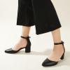 imageAnkis Closed Toe Heels for Women Black Nude Gold Silver Pointed Toe Heels Low Block Chunky Women Pumps with Ankle Strap 225 InchBlack Pu