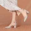 imageAnkis Closed Toe Heels for Women Black Nude Gold Silver Pointed Toe Heels Low Block Chunky Women Pumps with Ankle Strap 225 InchGold Glitter