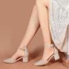 imageAnkis Closed Toe Heels for Women Black Nude Gold Silver Pointed Toe Heels Low Block Chunky Women Pumps with Ankle Strap 225 InchGold Glitter