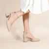 imageAnkis Closed Toe Heels for Women Black Nude Gold Silver Pointed Toe Heels Low Block Chunky Women Pumps with Ankle Strap 225 InchNude Nubuck