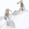 imageAnkis Closed Toe Heels for Women Black Nude Gold Silver Pointed Toe Heels Low Block Chunky Women Pumps with Ankle Strap 225 InchSilver Glitter