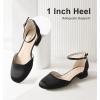 imageAnkis Closed Toe Heels for Women Black Nude White Gold Silver 1 Inch Womens Flats Low Block Heel Women Dress Shoes Womens Pumps Work Shoes with Ankle Strap for Spring FallBlack Satin