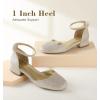 imageAnkis Closed Toe Heels for Women Black Nude White Gold Silver 1 Inch Womens Flats Low Block Heel Women Dress Shoes Womens Pumps Work Shoes with Ankle Strap for Spring FallGold Glitter