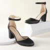 imageAnkis Closed Toe Heels for Women Black Nude White Silver Gold Womens Heels Closed Round Toe Chunky Block Pumps Shoes 3 InchBlack Pu