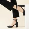 imageAnkis Closed Toe Heels for Women Black Nude White Silver Gold Womens Heels Closed Round Toe Chunky Block Pumps Shoes 3 InchBlack Pu