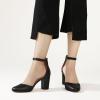 imageAnkis Closed Toe Heels for Women Black Nude White Silver Gold Womens Heels Closed Round Toe Chunky Block Pumps Shoes 3 InchBlack Pu