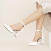 imageAnkis Closed Toe Heels for Women Black Nude White Silver Gold Womens Heels Closed Round Toe Chunky Block Pumps Shoes 3 InchWhite Pu