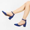 imageAnkis Closed Toe Heels for Women Navy Blue Pointed Toe Heels Low Block Chunky Women Pumps with Ankle Strap 225 Inch