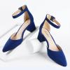 imageAnkis Closed Toe Heels for Women Navy Blue Pointed Toe Heels Low Block Chunky Women Pumps with Ankle Strap 225 Inch