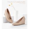 imageAnkis Closed Toe Wedges for Women Black Nude Gold Silver Wedges Heels for Women Comfortable Medium Heel Wedges Work Pumps Shoes for Dressy Spring Fall  25InchNude Sude