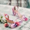 imageAnkis Floral Chunky Heels for Women  Open Toe Ankle Strap Chunky Heel Pump Sandals Party Wedding Strappy Buckle Sandals Standard Size 275 Inches Tall Thick Heel Design Floral numeric7