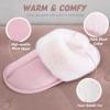 imageAnkis Fuzzy Slippers for Women  2 Pack Memory Foam Fluffy Fur Soft Comfy House Slippers Warm Flats Bedroom Shoes on AntiSkid Sole Indoor Outdoor Winter Light Pink Valentines Day Gift