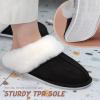 imageAnkis Fuzzy Slippers for Women  2 Pack Memory Foam Fluffy Fur Soft Comfy House Slippers Warm Flats Bedroom Shoes on AntiSkid Sole Indoor Outdoor Winter Black Valentines Day Gift