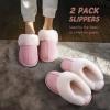 imageAnkis Fuzzy Slippers for Women  2 Pack Memory Foam Fluffy Fur Soft Comfy House Slippers Warm Flats Bedroom Shoes on AntiSkid Sole Indoor Outdoor Winter Light Pink Valentines Day Gift