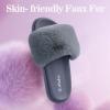 imageAnkis Grey Fur SlidesCute Chic Versatile Pretty Soft Platform Slides Open Toe Nonslip Womens House Fluffy Slippers Fuzzy Slippers for Women Indoor Outdoor All Seasons