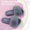 imageAnkis Grey Fur SlidesCute Chic Versatile Pretty Soft Platform Slides Open Toe Nonslip Womens House Fluffy Slippers Fuzzy Slippers for Women Indoor Outdoor All Seasons