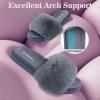 imageAnkis Grey Fur SlidesCute Chic Versatile Pretty Soft Platform Slides Open Toe Nonslip Womens House Fluffy Slippers Fuzzy Slippers for Women Indoor Outdoor All Seasons