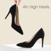 imageAnkis High Heel Womens Pumps Black Sliver White Blue Heels Closed Toe Pointed Toe 4in Stiletto Heel for Women Comfy Memory Foam Pump Shoe Party Wedding Work Classic Dressy Casual with Gel InsolesBlack Suede
