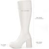imageAnkis Knee High Boots Platform Boots for Women Chunky Heel Side Zipper Long GOGO BootsBeige Pu