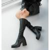 imageAnkis Knee High Boots Platform Boots for Women Chunky Heel Side Zipper Long GOGO BootsBlack Pu